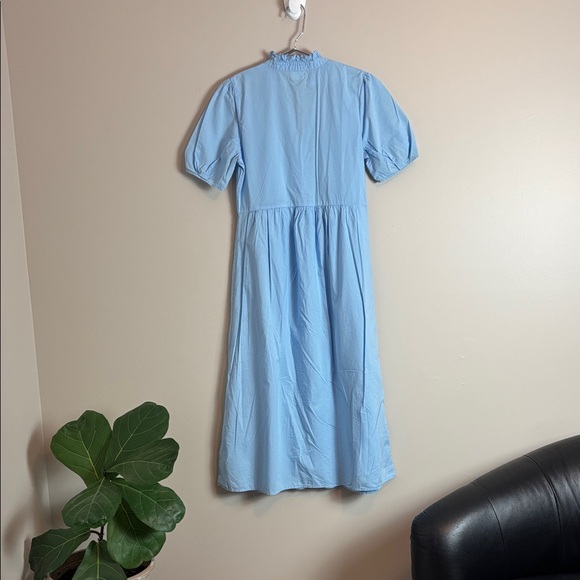 Nation LTD Sky Blue Midi Dress with Puff Sleeves 100% Pima Cotton - Picture 7 of 8